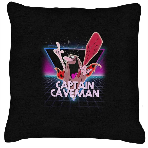 Captain Caveman Retro 80-tal Neon Landskapskudde 18"x18"