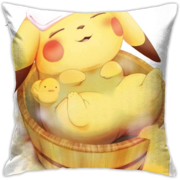 Mjuka dekorativa kuddfodral Pikachu fyrkantigt örngott Bekvämt cover Lyxigt cover för bäddsoffa stol bil heminredning.(18x18 tum)