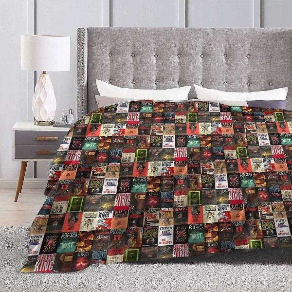 Stephen King Cover Collage Ultra- Mjuk Fluffig Micro Fleece Flanell Filt Soffa -y491 80x60in 200x150cm