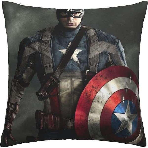 Mjuka och bekväma Captain America kuddfodral 45 X 45 Cm Fyrkantiga kuddfodral för soffa sovrum Bil utomhusdekor 18 X 18 tum Dubbelsidigt