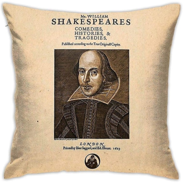 Shakespeare First Folio Framstycke Kudde Cover Dekor Case för soffa Sovrum 18"x18"