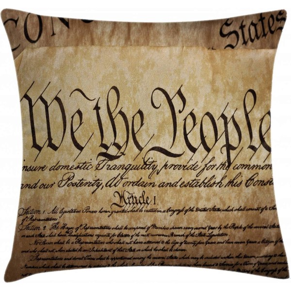 USA Cover, Vintage Constitution Text Of America National Glory 4th Of July Bild, 18" X 18", blekbrun
