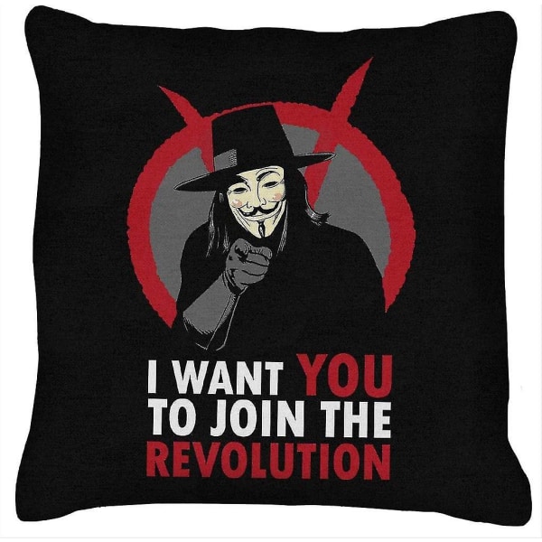 Jag vill att du ska gå med i Revolution V For Vendetta Cushion 18"x18"