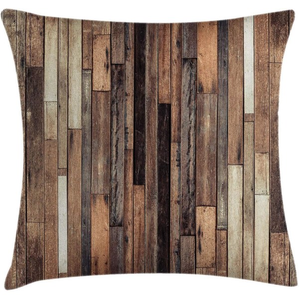 Cover av trä, brun gammalt trägolv Planka Grunge Lodge Garage Loft Naturligt lantligt grafiskt print, 18" X 18", Brun
