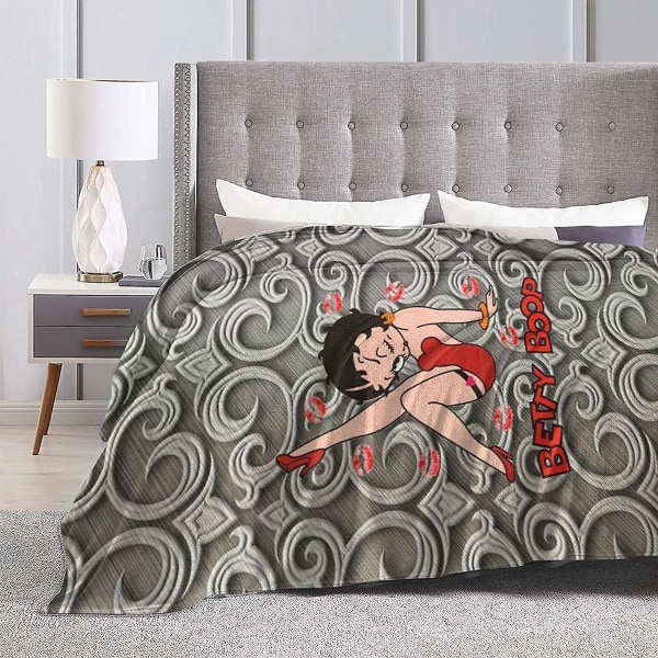 Betty Boop Filt Ultramjuk mikrofleecefilt Lovely Throw Blanket Fit Soffa Soffa Sängfilt -w111 50x40in 125x100cm