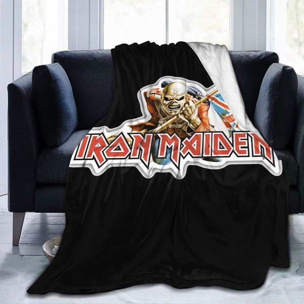 Vintage Iron Maiden Ultramjuk mikrofleecefilt Flera storlekar för vuxna barn Tonåringar Välmatchade sovrumstillbehör-k12 60x50in 150x125cm