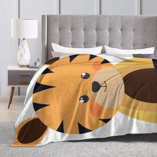 Tiger Animal Cartoon Throw filt Mjuk flanell Fleece Varm filt för soffa, säng, soffa, stol, kontor, resa, camping-r343 50x40in 125x100cm