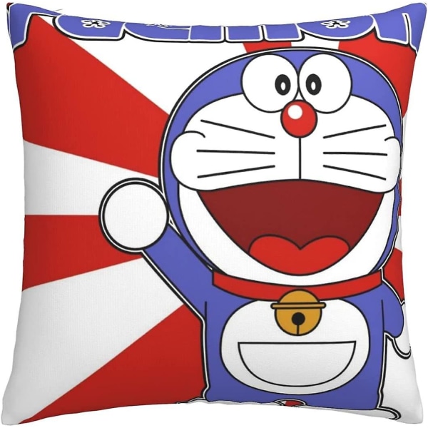 Doraemon Mjuka kuddfodral 45 X 45 Cm Fyrkantiga kuddfodral Bekväma dekorativa kuddfodral Lyxigt cover till soffa sovrum med Invisib