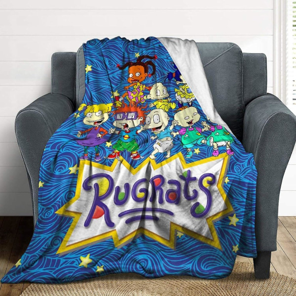 Rugrats slängfilt Fleece Cartoon Kid Super Plysch Mjuk Varm för tupplur, Soffa Stol, Baby , Vardagsrum 60x50in 150x125cm