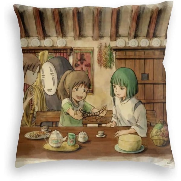 Lyxiga kuddfodral Studio Ghibli Anime Art Mjuk solid dekorativ kuddfodral för soffa, säng och bil, paket med 1 18x18 tum