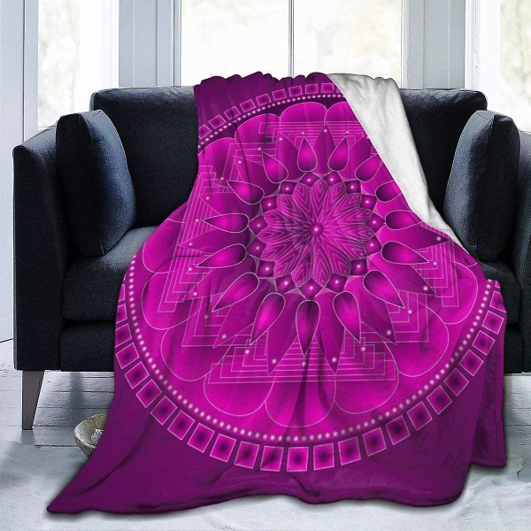 Chakra Mandala Magenta Slängfilt Mjuk flanell Fleece Varm filt För soffa,säng,soffa,stol,kontor,resor,camping-r157 50x40in 125x100cm