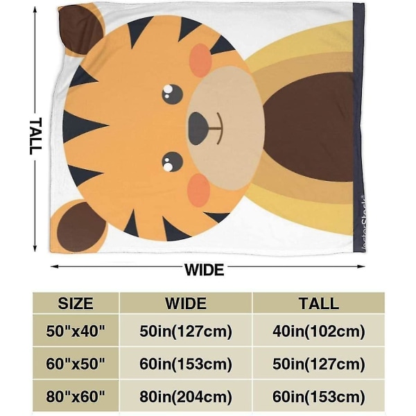 Tiger Animal Cartoon Throw filt Mjuk flanell Fleece Varm filt för soffa, säng, soffa, stol, kontor, resa, camping-r343 60x50in 150x125cm