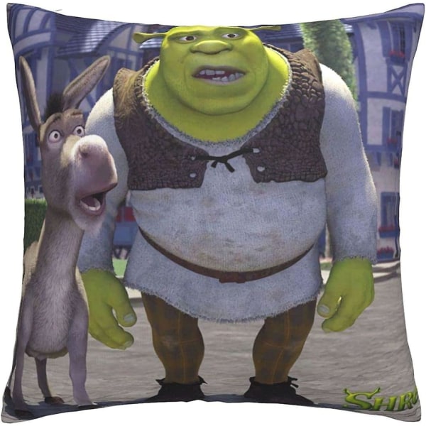 Mjuka och bekväma Shrek kuddfodral 45cm X 45cm Fyrkantiga kuddfodral för soffa sovrum med osynlig dragkedja 18x18 tum dubbelsidig utskrift