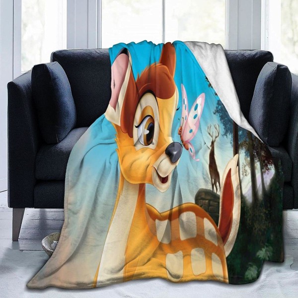 Disney Bambi Fleece Täcke, All Seasons Lätt Fuzzy Warm Super Mjuk plysch filt för säng, soffa och soffa, flera storlekar Välmatchad Be 50x40in 125x100cm