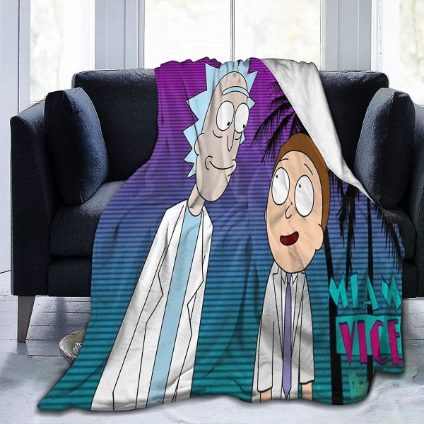 Rick And Morty Fleece Täcke, All Seasons Lätt Fuzzy Warm Super Mjuk plysch filt för säng, soffa och soffa, välmatchat sovrumstillbehör 50x40in 125x100cm