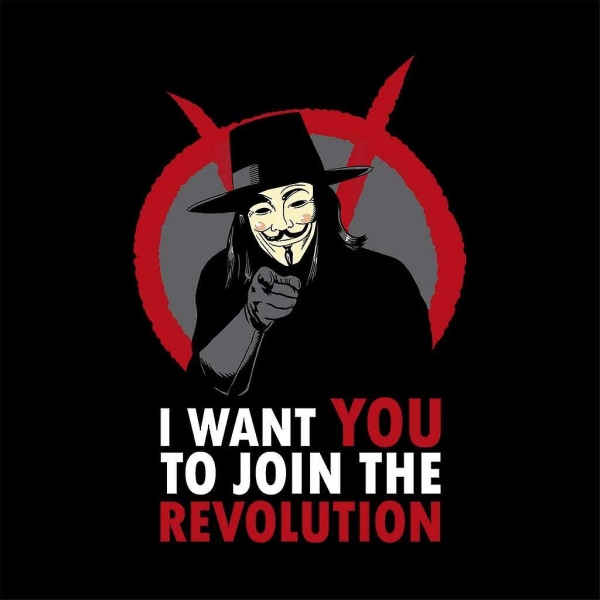 Jag vill att du ska gå med i Revolution V For Vendetta Cushion 18"x18"