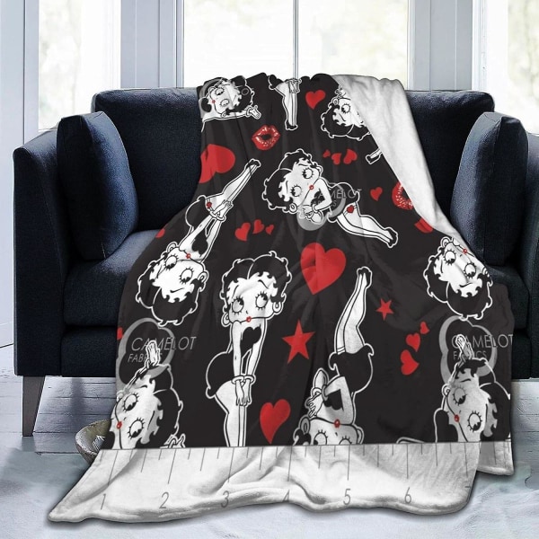 Betty Boop flanellfiltar Lättvikts Mjuk Fuzzy Plysch Fleecefilt Hela säsongen För Soffa Bäddsoffa Flera storlekar För Vuxna Barn Tonåringar Great Bedro 50x40in 125x100cm