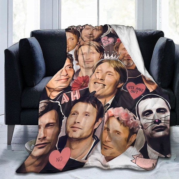 Mads Mikkelsen Mjuk Och Bekväm Varm Fleecefilt Till Soffa,kontorssäng Bil Campsoffa Mysig Fluffig Plysch Sängfiltar Strandfiltar-e592 50x40in 125x100cm