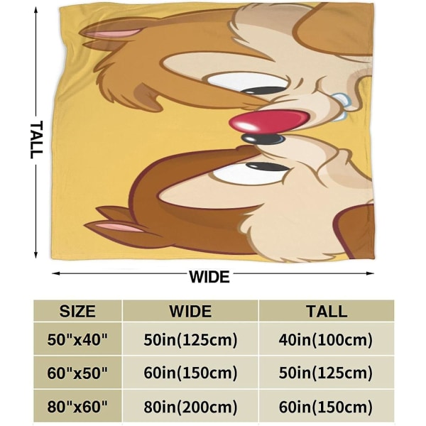 Chip And Dale Ultramjuk mikrofleecefilt Throw Fuzzy Lightweight För barn Pojkar Flickor Vuxna 3d- print Perfekt för soffa,soffa,säng,b 60x50in 150x125cm