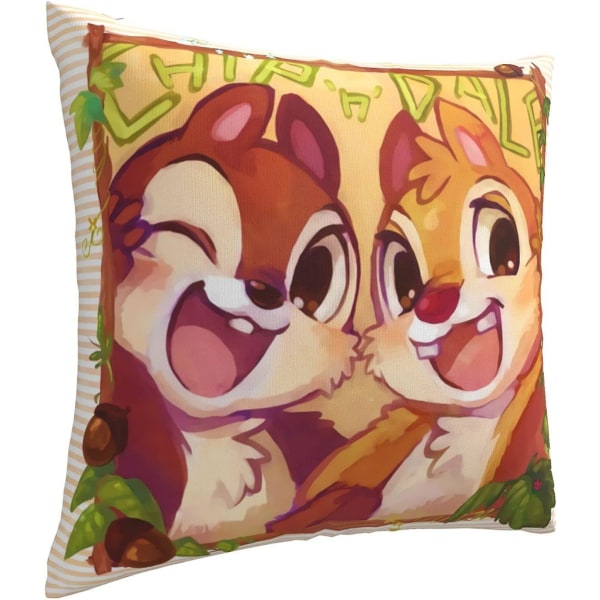 Chip N Dale Anime Cover Örngott Överdrag Fritid Mjuk tecknad Case Heminredning För Bäddsoffa Soffa Bil 18 X 18 tum