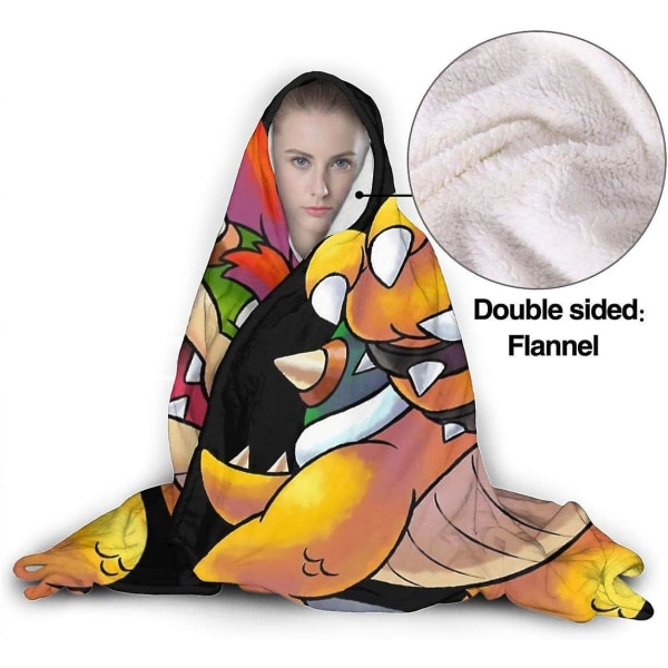 Hooded Blanket 3d Bowser (ssb4 Pose) - 'mario & Luigi Rpg' Style Super Soft Sherpa Fleece Filt -n367 60x50in 150x125cm