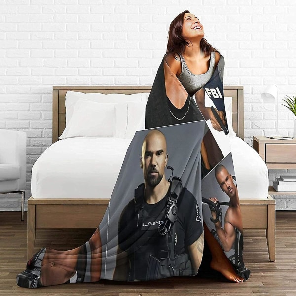 Shemar Moore Mjuk och skön varm fleecefilt för soffa,kontorssäng Bil Campsoffa Mysig plysch slängfiltar Strandfiltar -t360 50x40in 125x100cm