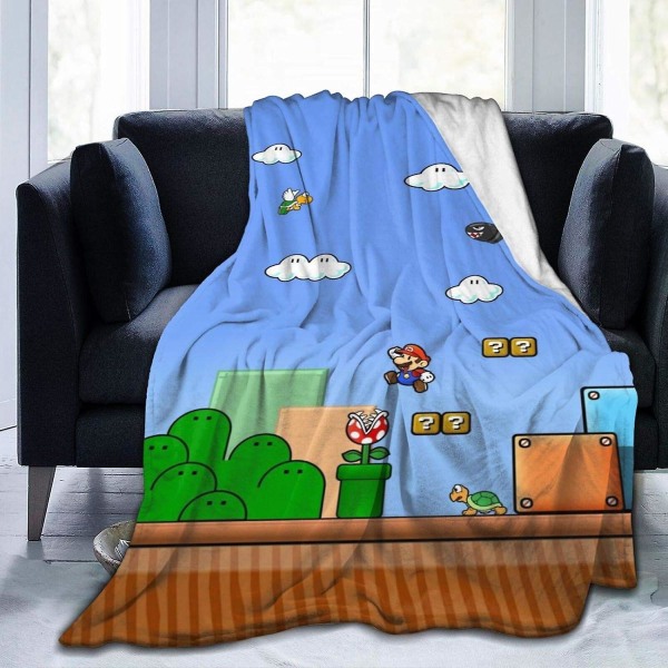 Super Mario flanellfiltar mikrofiber Supermjuk fluffig varm filt för sängar och soffor Flera olika storlekar för vuxna barn Tonåringar Välmatchad B 50x40in 125x100cm