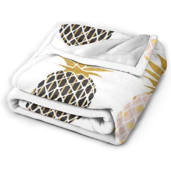 Rolig ananasdesign Guldkastfilt Mjuk flanell fleecefilt för soffa,säng,soffa,stol Kontor,resor,camping-r190 50x40in 125x100cm