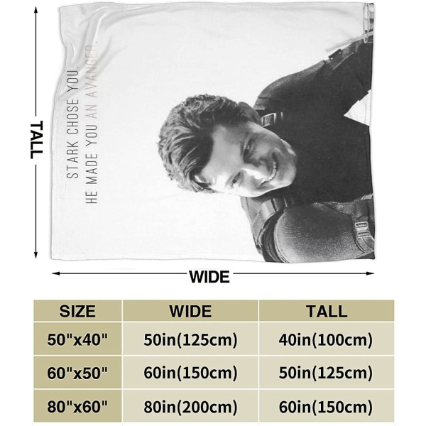 Tom Holland filt Ultramjuk flanellfilt 3d- print Fluffig plyschfilt Sängdekoration Sängfilt för vardagsrumsrum Sovrumsinredning (3 storlekar) 50x40in 125x100cm