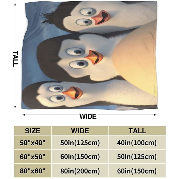 Penguins Of Madagascar Throw Fleece Soffa Filt Sängkläder Tjock Varmt För Barn -w330 80x60in 200x150cm