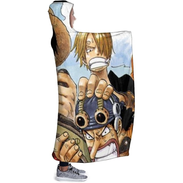 Tecknad One Piece Comfy Huvfilt Anime One Piece Varm, mysig, extra mjuk barnstorlek 50x40in 125x100cm