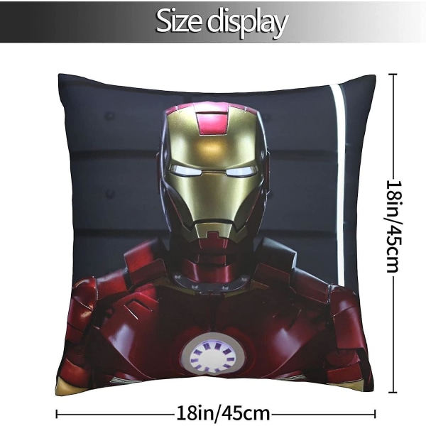 Mjukt och bekvämt Iron Man cover Dekorativt fyrkantigt cover Soffa Bil Örngott För Utomhusdekor Hem Sängdekoration 45cm X 45cm,dubbel