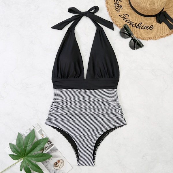 Ny ankomst exportfashion bästsäljande baddräkt för kvinnor, endel, rygglös, sexig, konservativ, magtäckande, gränsöverskridande bikini, grossist black S