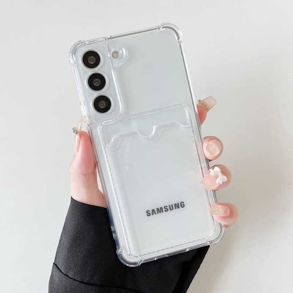 Støtsikkert deksel med kortlomme Forsterkede hjørner Samsung S23 Transparent