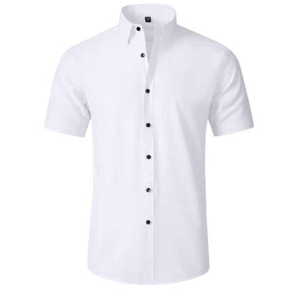 Fyrsidig elastisk skjorta herrskjorta strykfri anti-rynk Amazon export enkel affärs tunn skjorta herr white 38/XXXS