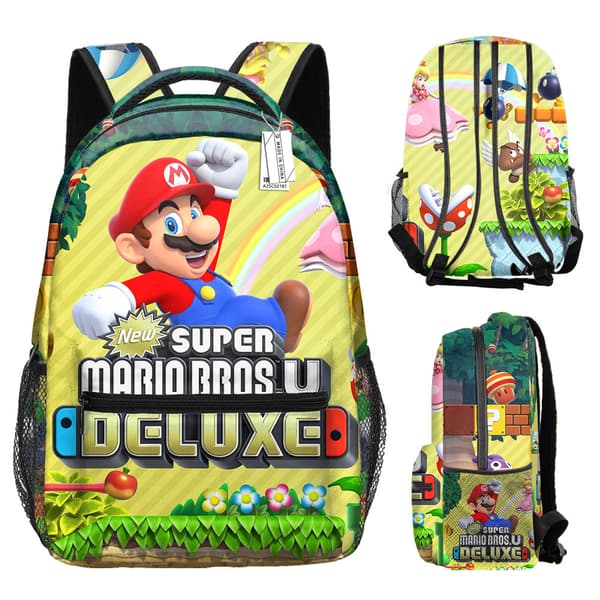 Super Mario Ryggsäck för Studenter Tecknad Ryggsäck Mario Super Mario Fullständigt Tryck three Backpack