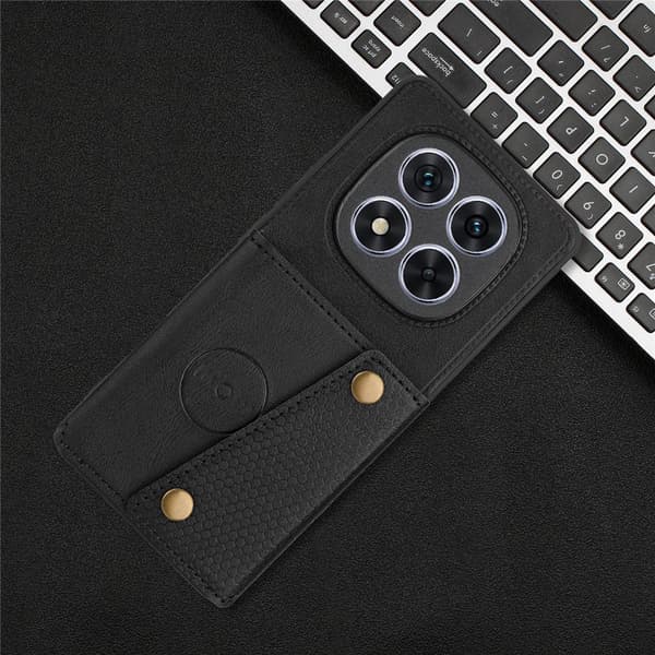 SKALO PU-læder 2-kortlomme cover til Xiaomi Redmi Note 15 Pro 5G - Sort Sort