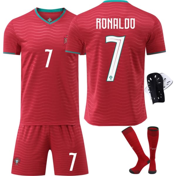 2026 VM Portugal hemmatröja 7 Ronaldo tröja Barn gränsöverskridande fotbollströja för män Unnumbered socks M code