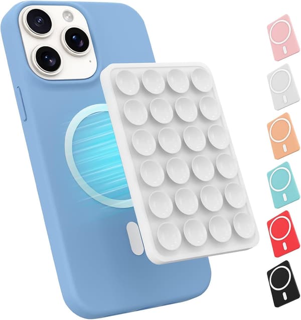 Magnetisk sugekopp-telefonholder for MagSafe-deksler, silikon-telefongrep for iPhone hvit white