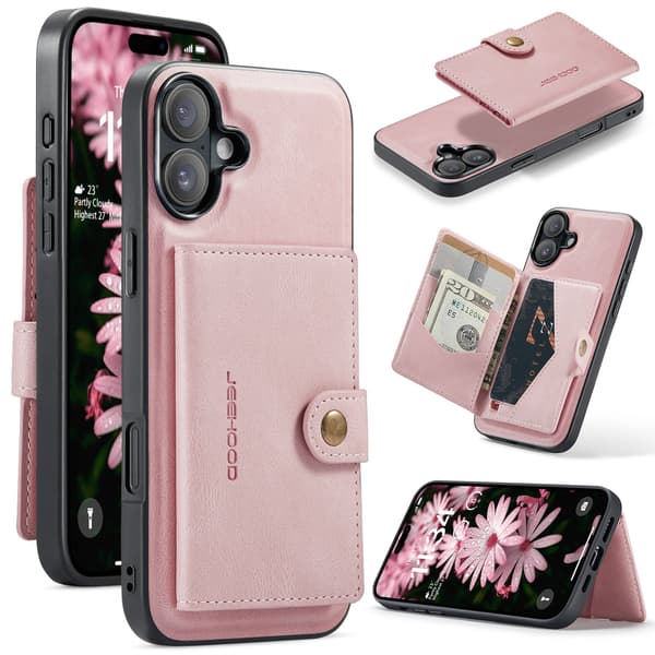 Leman \"JEEHOOD\" til iPhone 16 - Smart Pungcover til Fleksibel Anvendelse Rosaguld Roséguld