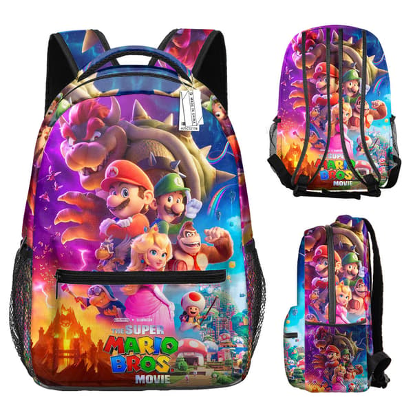 Super Mario Ryggsäck för Studenter Tecknad Ryggsäck Mario Super Mario Fullständigt Tryck one Backpack