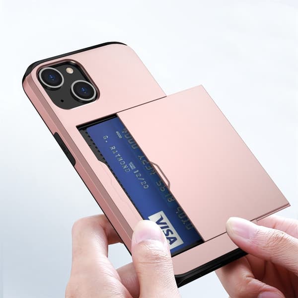 SKALO iPhone 14 Armor Deksel Kortholder - Rosegull