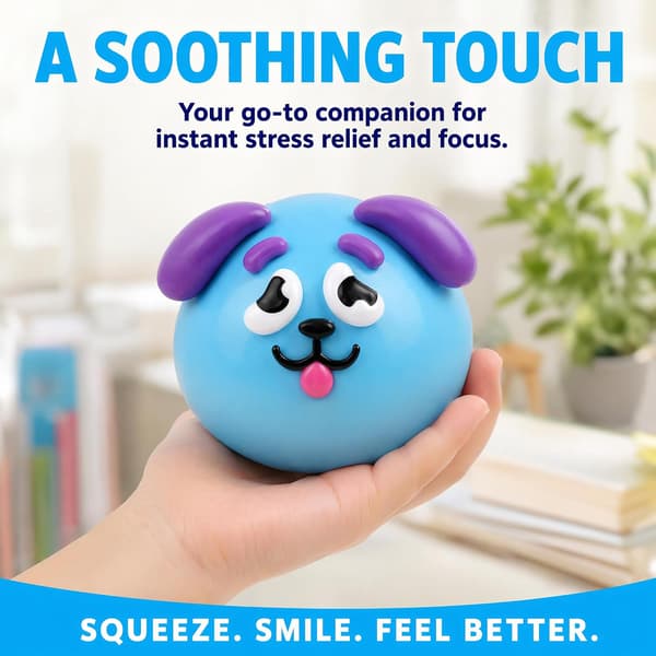 3 stk Smushers Squishy med glade ansigter, hundeansigt Swap Squishy, klembare sensoriske stressbolde til afslapning