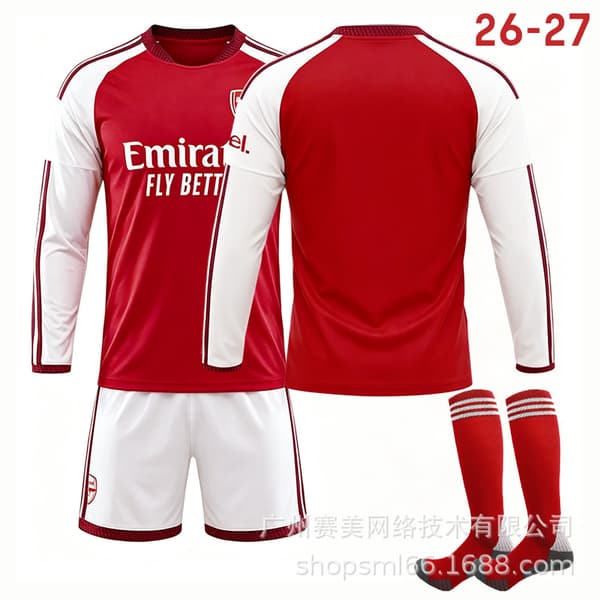 26-27 Arsenalin pitkähihainen kotipelipaita lapsille, setti 7 Saka 41 Rice Socks 2 S
