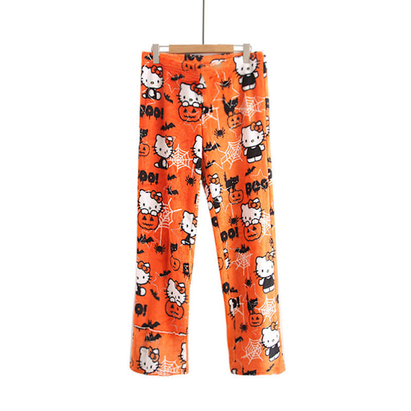 Export Amazon tecknad katt jul fleecefodrade pyjamasbyxor damer avslappnad höst och vinter flanellbyxor hem ytterkläder 4 XXL