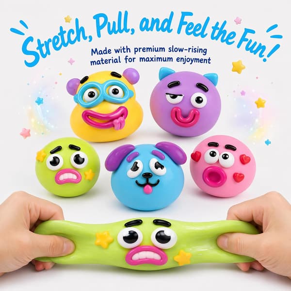 3 stk Smushers Squishy med glade ansigter, hundeansigt Swap Squishy, klembare sensoriske stressbolde til afslapning