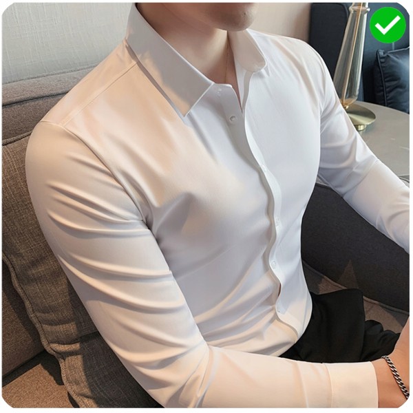 Långärmad herrskjorta white XXL