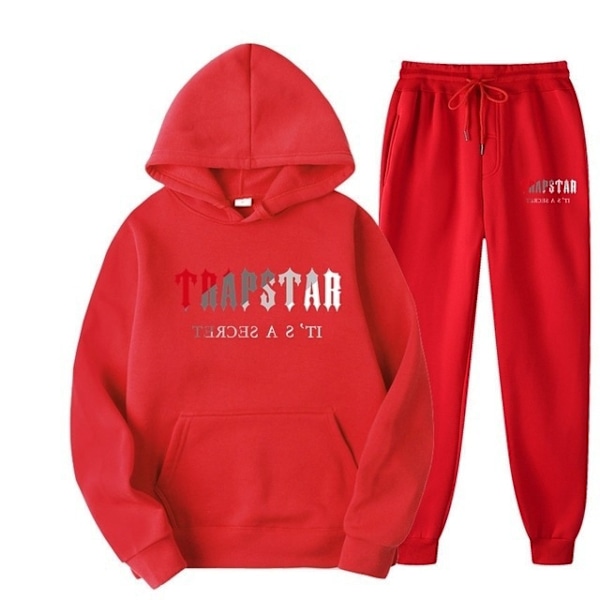 Cross-border trapstar-lettertryckad herrtröja tvådelad uppsättning lös huvtröja + sweatpants-kostym 14 XL