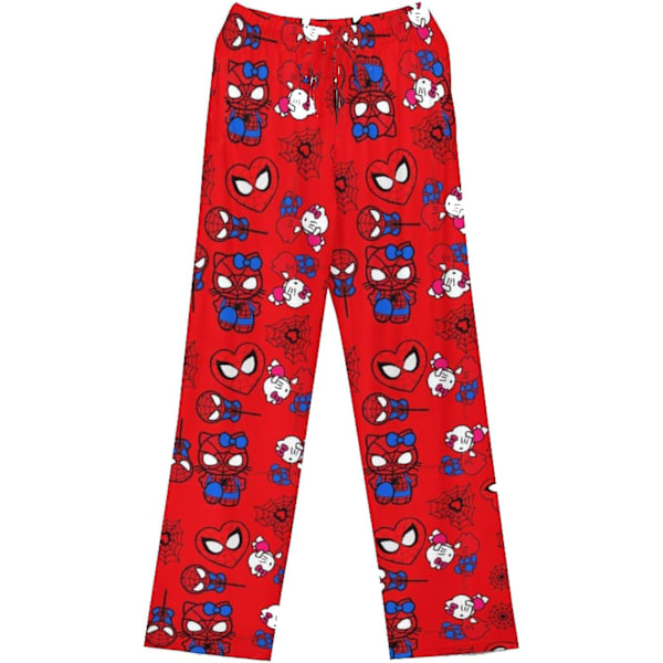 Sommarbyxor med tecknad film för promenader, tunna pyjamasbyxor för kvinnor, K-style, lösa, vår & höst, nyhet, hem, casual, utomhus, export Spider KT Red Pants XL