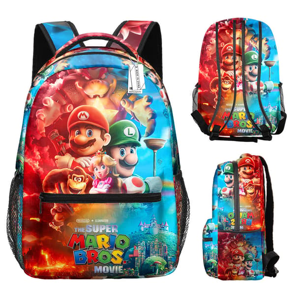 Super Mario Ryggsäck för Studenter Tecknad Ryggsäck Mario Super Mario Fullständigt Tryck four Backpack